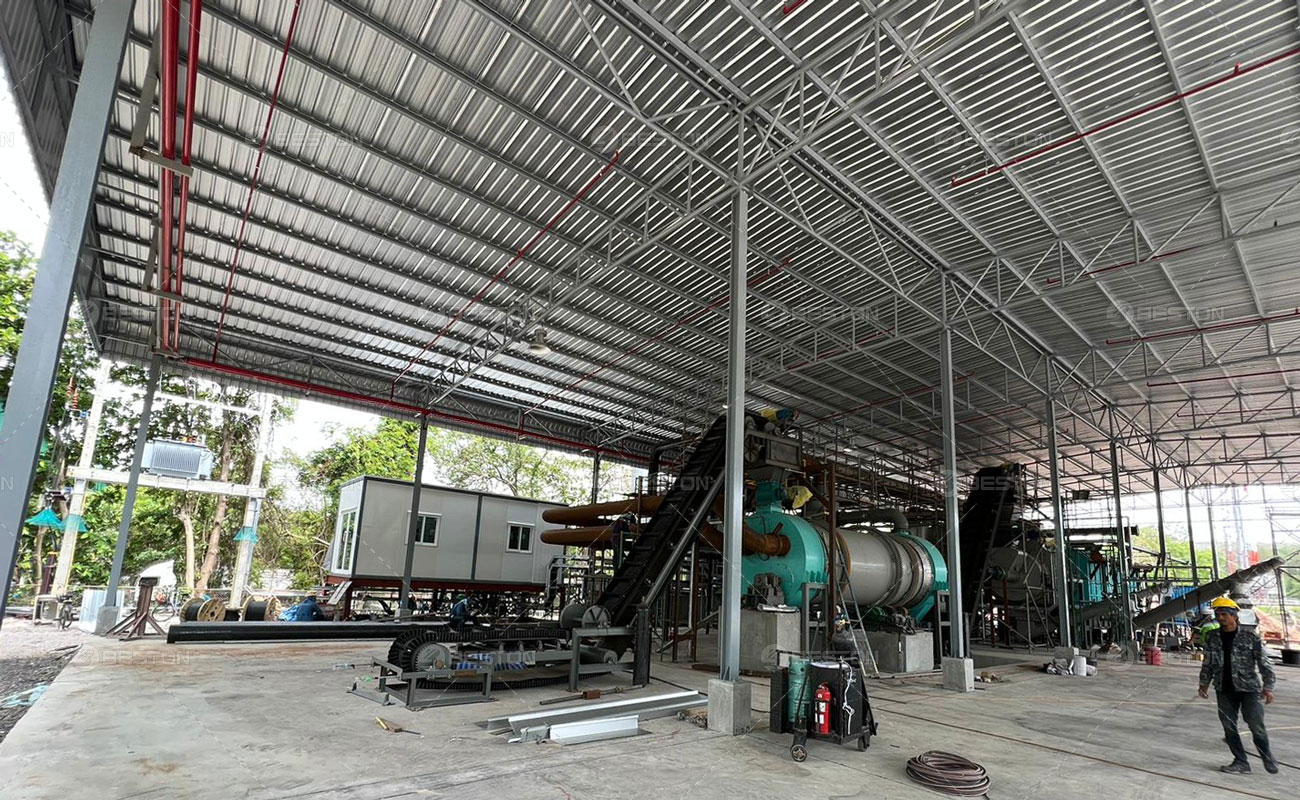 Progression de l'installation de la machine de fabrication de charbon de bois BST-50 en Thaïlande en 2023